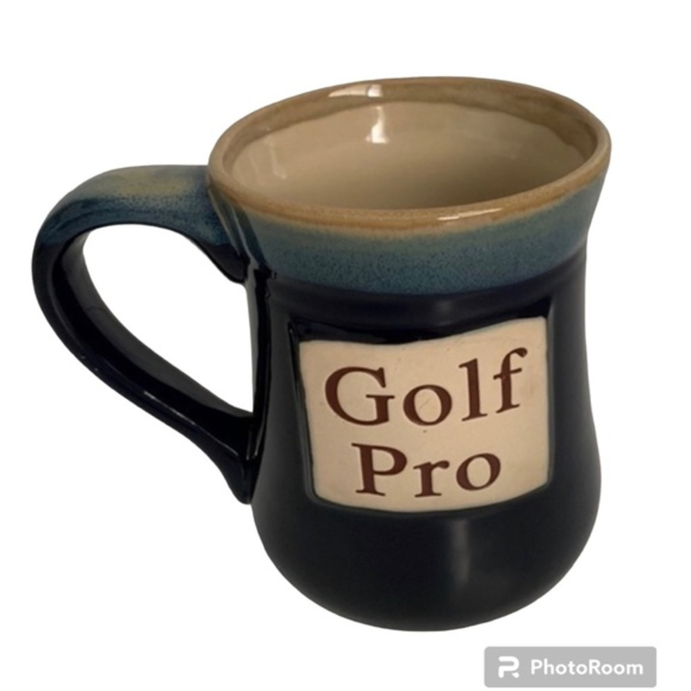 Bumbleweed Pottery “Golf Pro” blue & tan mug. Excellent used condition.